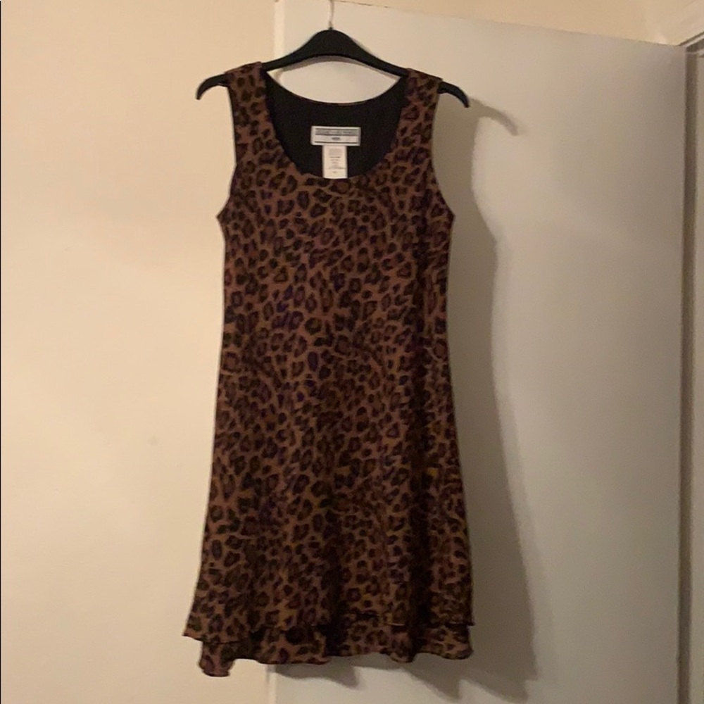 Animal print dress with scarf